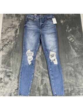 Good American Good Waist Skinny Jeans GW731T Women Size 8/29 NWT Raw Hem